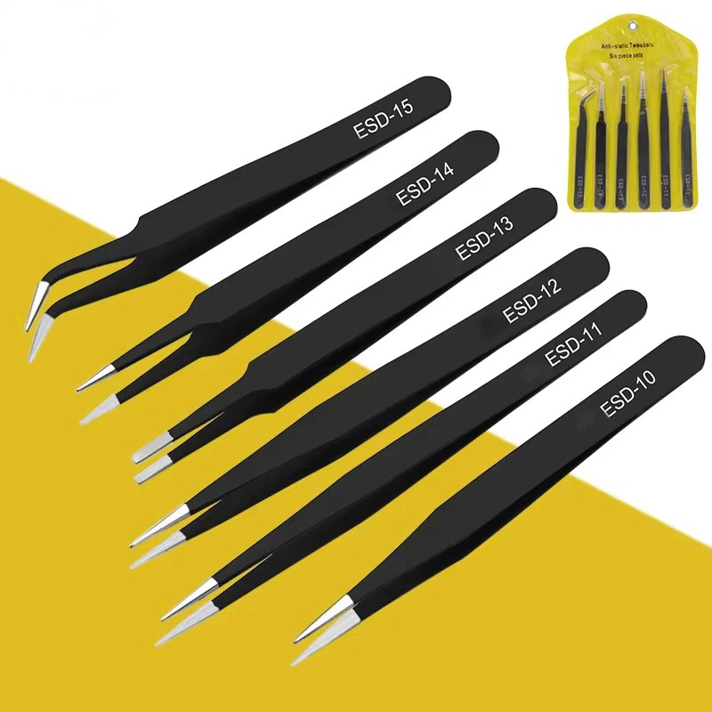 Model Kit Tweezers - 6pcs 정전기 방지 스테인레스 스틸 핀셋
