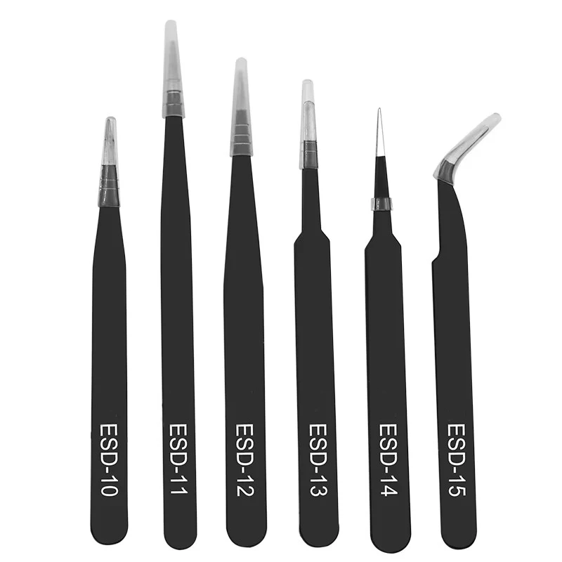 6pcs 정전기 방지 스테인레스 스틸 핀셋 세트 수리  - Model Kit Tweezers 리뷰 및 가격