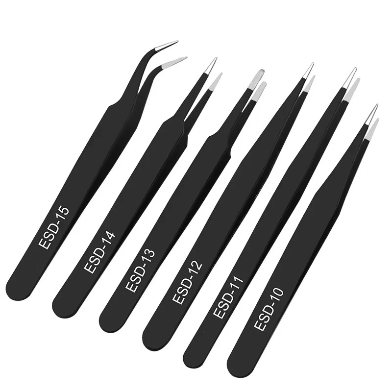 6pcs 정전기 방지 스테인레스 스틸 핀셋 세트 수리  - Model Kit Tweezers 리뷰 및 가격