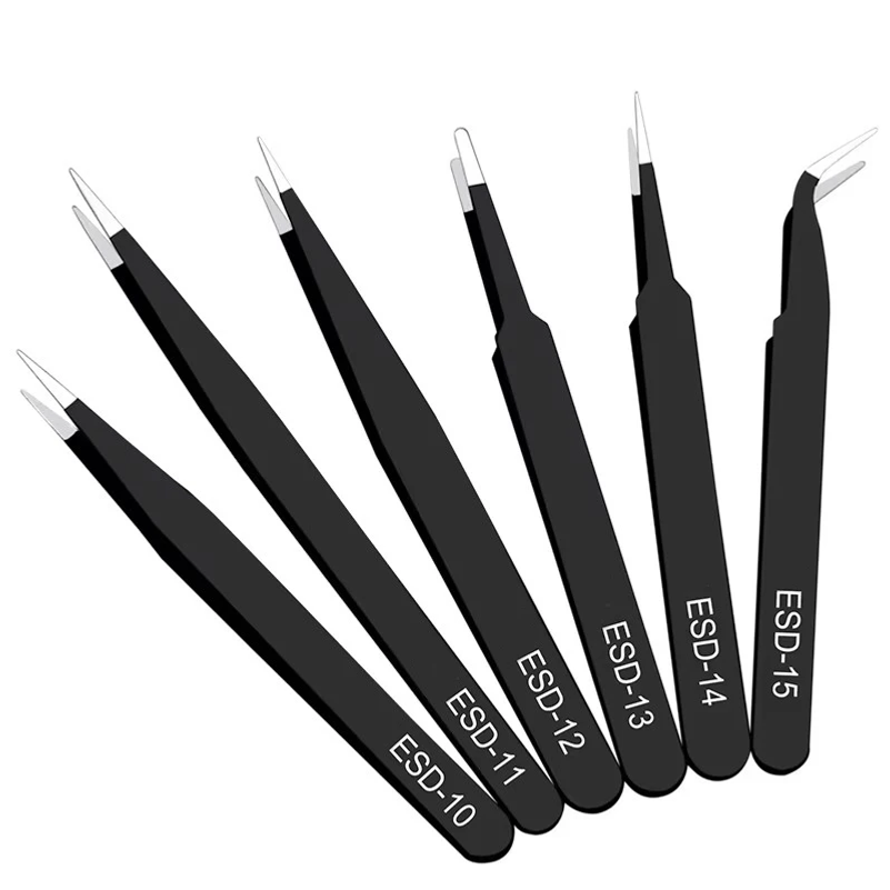 6pcs 정전기 방지 스테인레스 스틸 핀셋 세트 수리  - Model Kit Tweezers 리뷰 및 가격